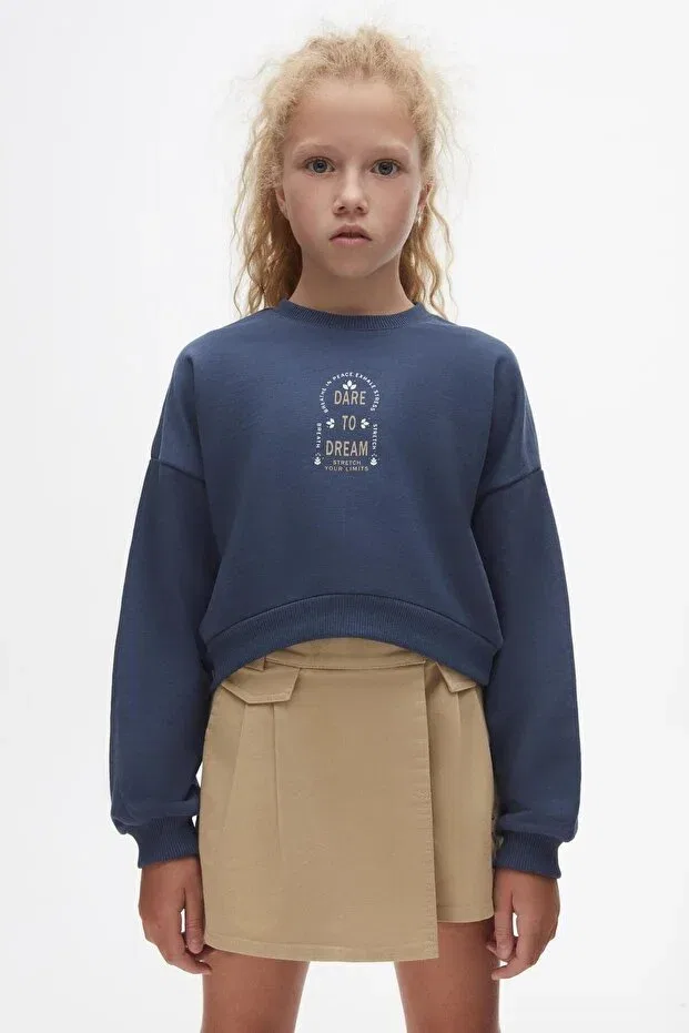 Детские свитшот для девочек с длинным рукавом Nk Kids, Navy Blue — фото 2