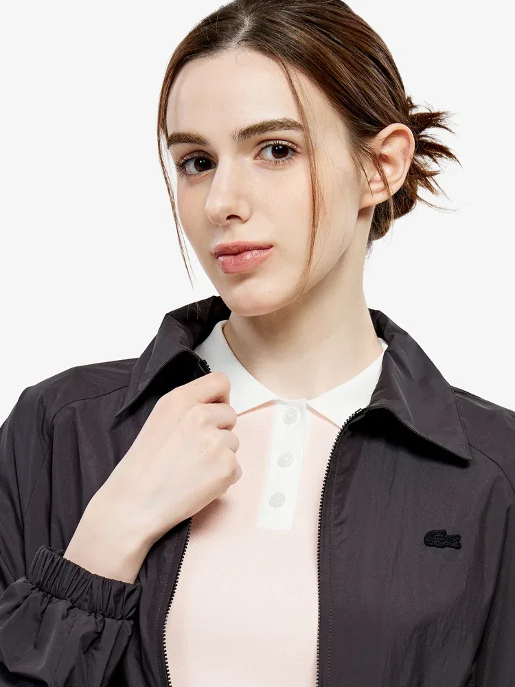 Пуховик женский LACOSTE Black, с воротником-стойкой, объемный — фото 2