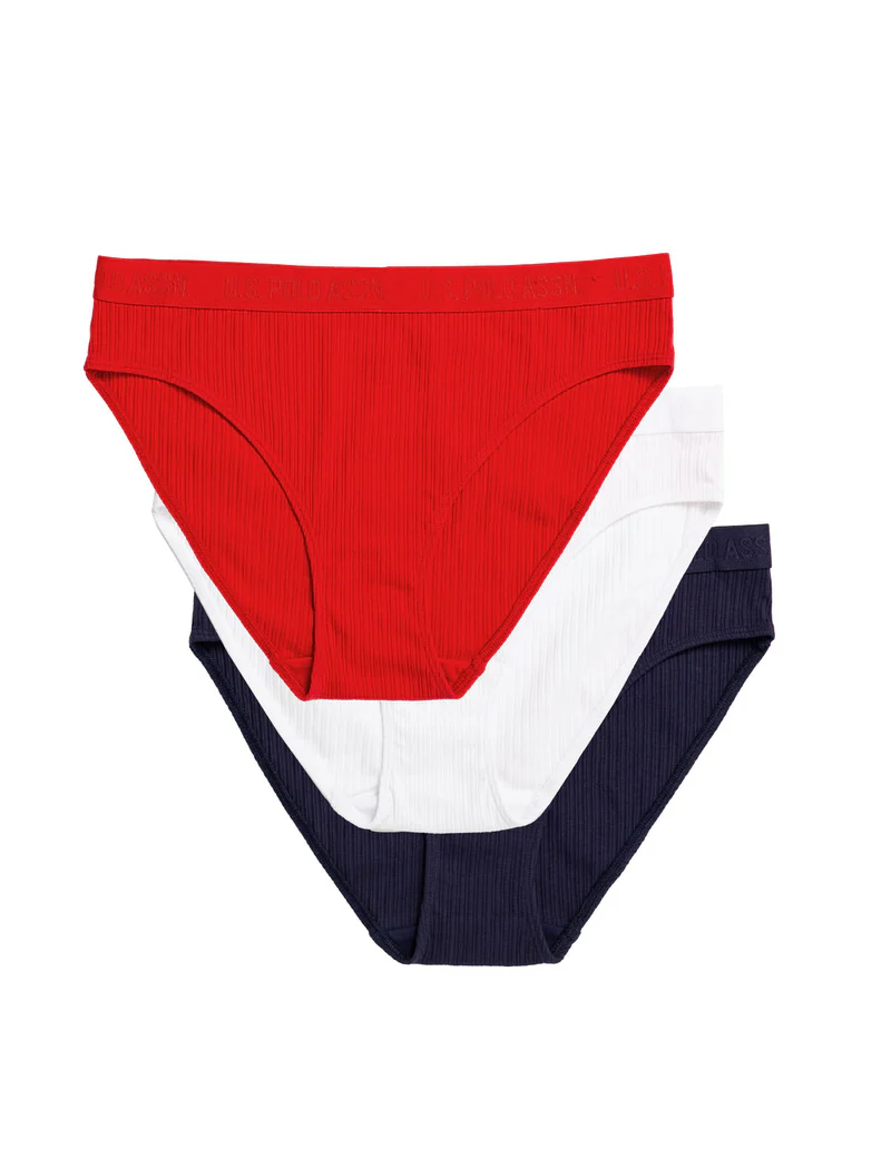 

Трусы-бикини U.S. Polo Assn 3pk Ribbed Cotton Span Hi Cut, 3 шт.