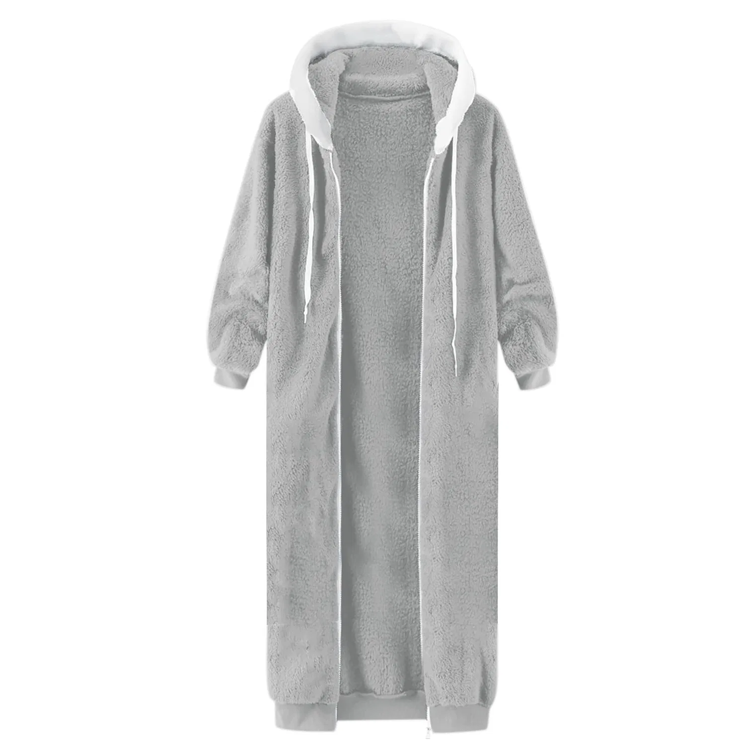 Женское зимнее пальто с капюшоном и молнией, свободного кроя, Grigio — фото 4