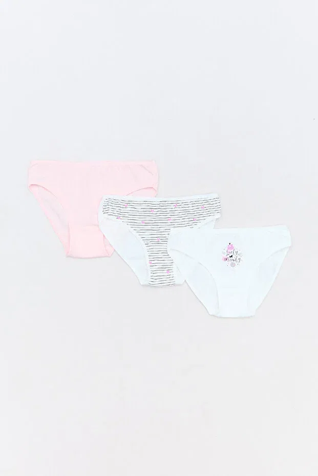 Детские трусы для девочек с принтом Striped heart printed Fulla Moda, Powder — фото 2