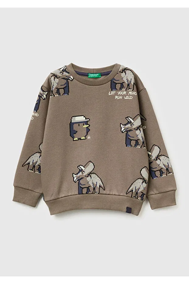 Детские свитшот для мальчиков с принтом United Colors Of Benetton, Brown