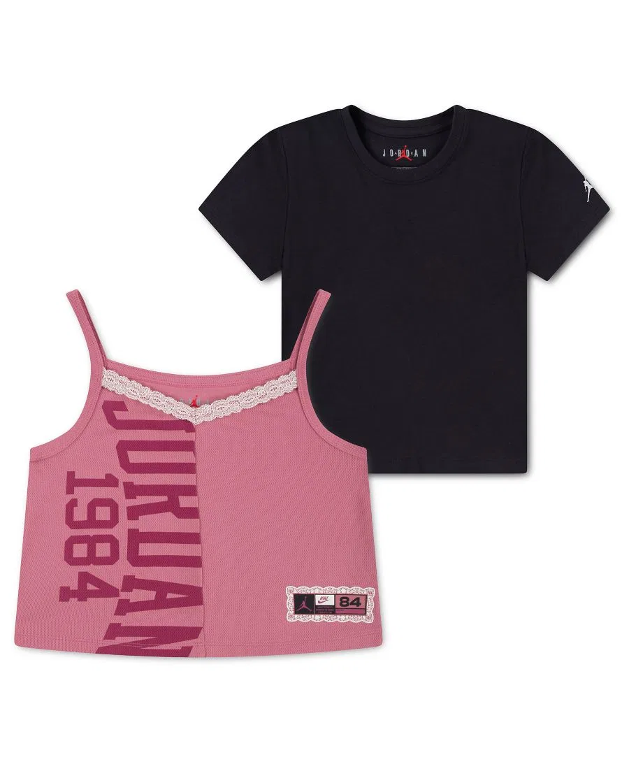 Комплект из футболки и топа с графическим принтом Jordan, Pink/Black