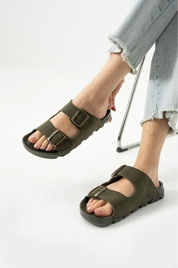 Детские ортопедические тапочки с плоской подошвой Dakota Moda Frato, Khaki — фото 3