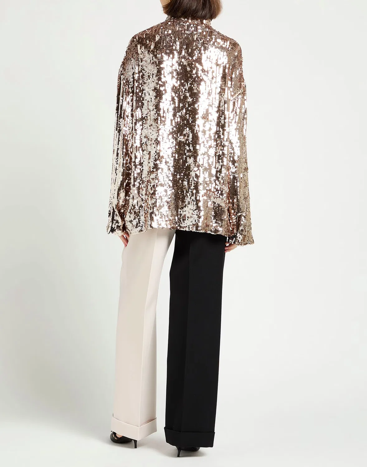 Женская куртка из крепа с пайетками Metallic Two-Tone Gucci, розовое золото — фото 3