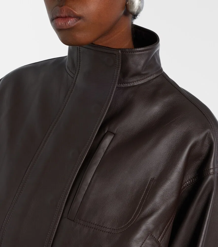 Кожаная куртка Ciro с поясом Jacquemus, коричневый — фото 4