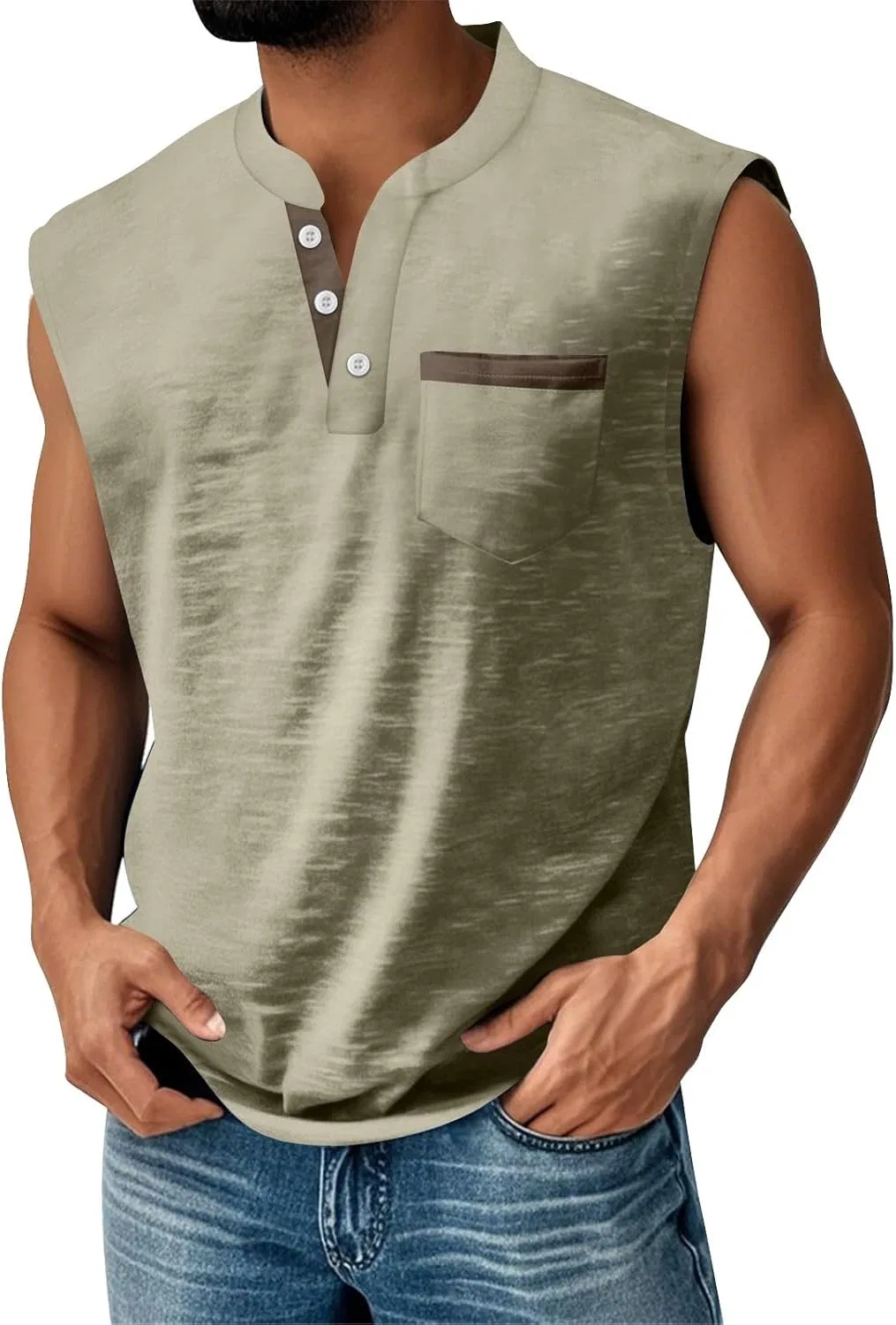 Мужская майка-безрукавка distressed Relaxed Fit, Khaki