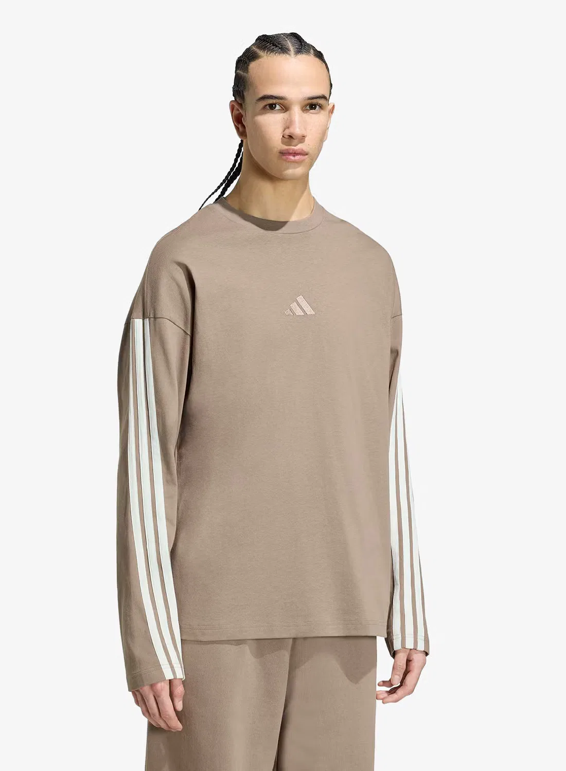 Футболка с длинным рукавом 3-Stripes Adidas, хаки