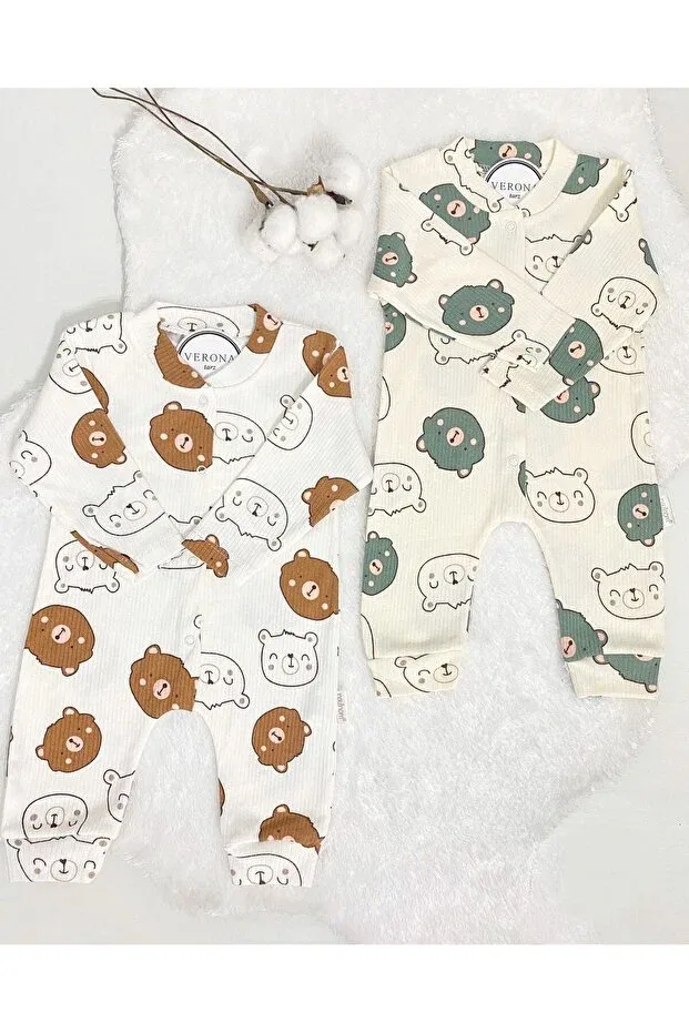 Детский комплект комбинезонов для мальчиков с принтом Teddy Bear Verona Tarz, Greencoffee — фото 2