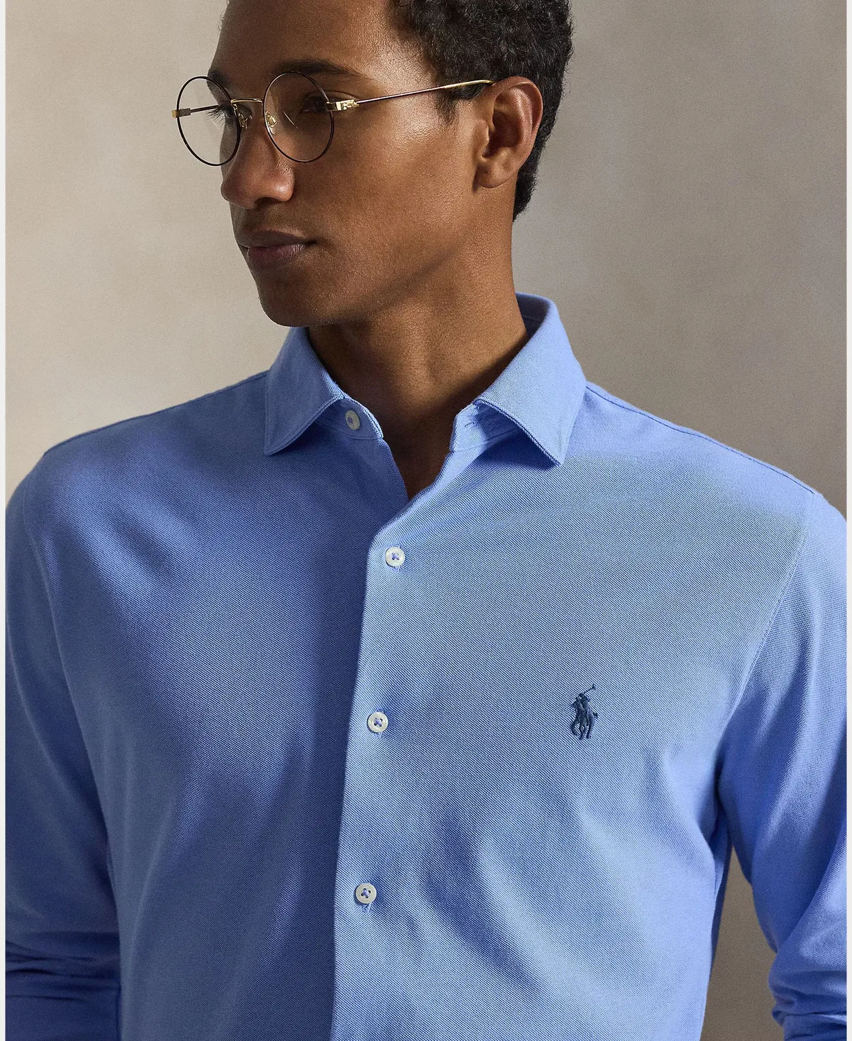 Мужская рубашка с длинным рукавом Polo Ralph Lauren, Синяя — фото 3