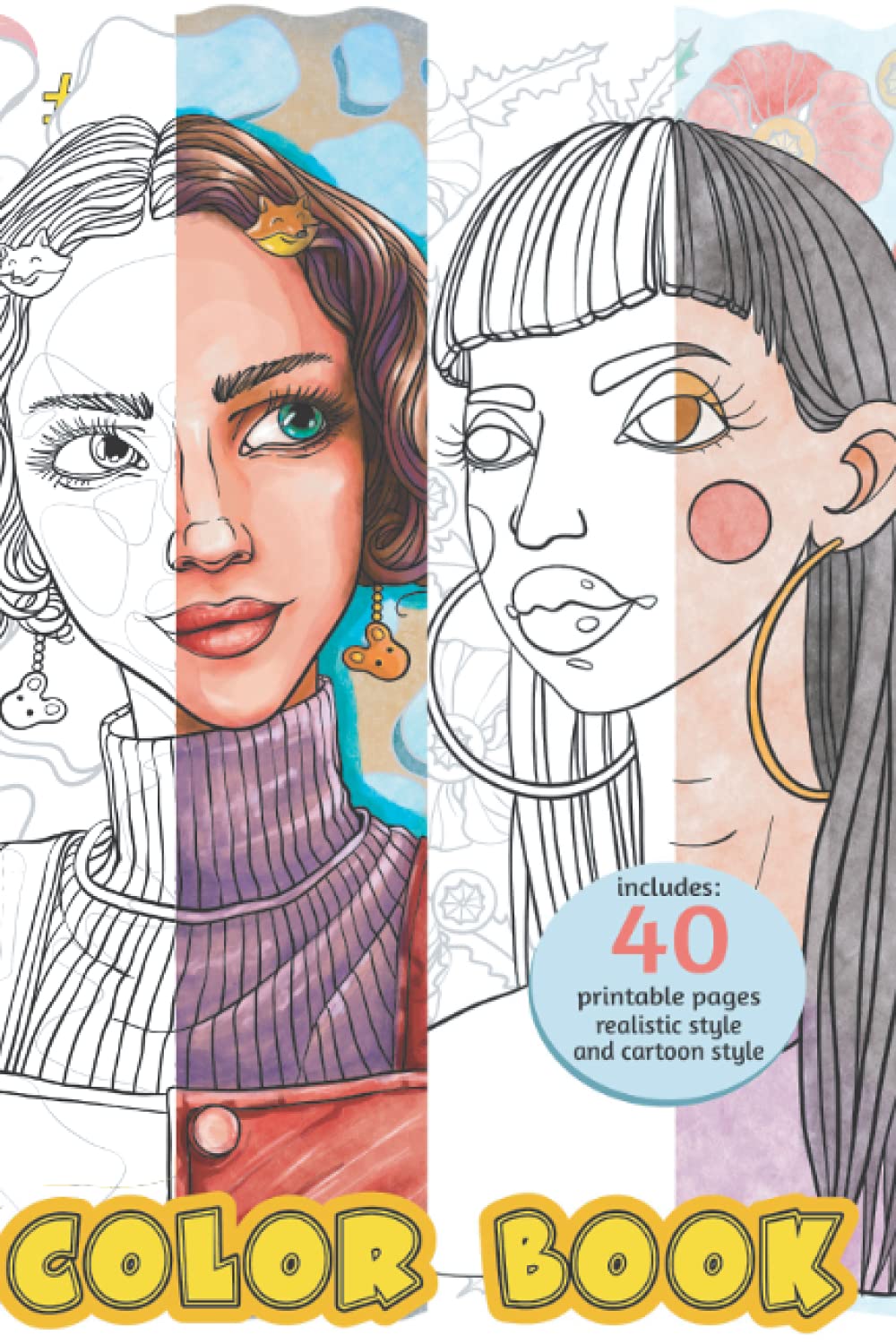 

Color Book - portrait - realistic & cartoon style - 40 pages (Coloring Book - cartoon and realistic portraits.) (Independently published)