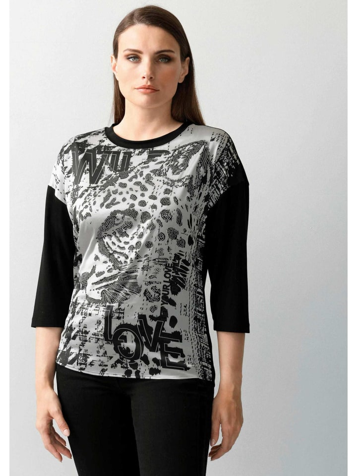 

Alba Moda Футболка с нанесенным черным принтом, Черный, Alba Moda Футболка с нанесенным черным принтом