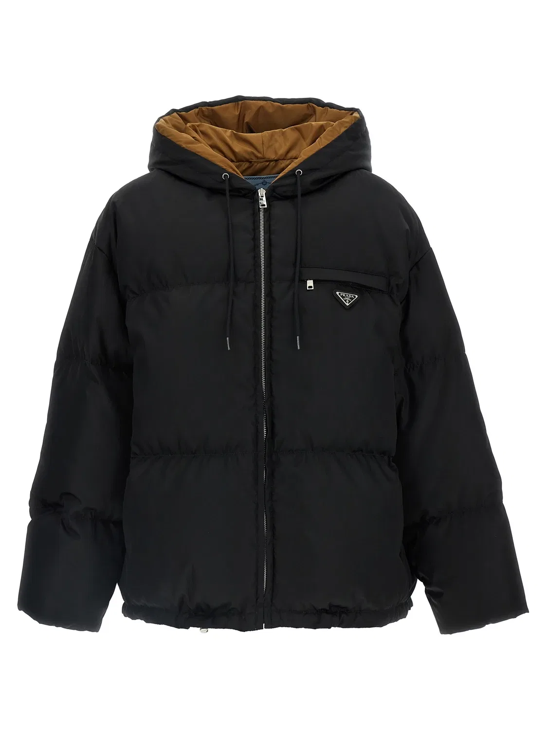 Удлиненный пуховик Re-Nylon Prada, черный