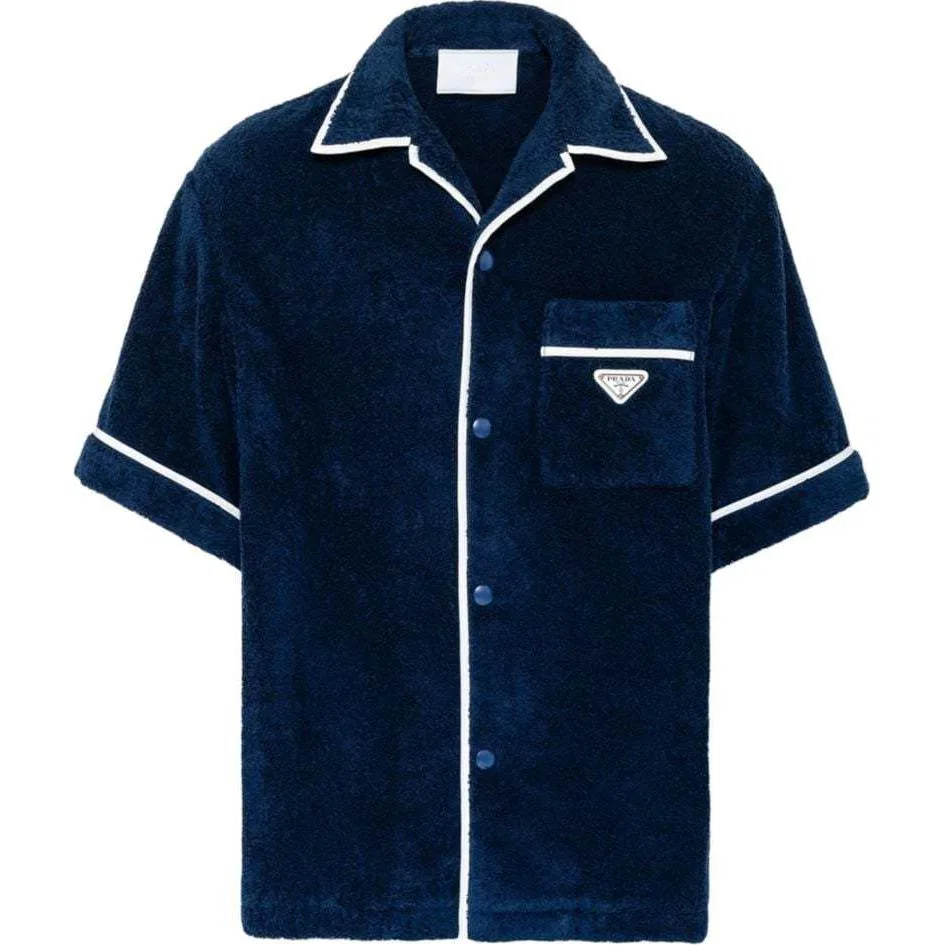 Мужская рубашка с коротким рукавом SS24 Marine Blue PRADA, Marine Blue