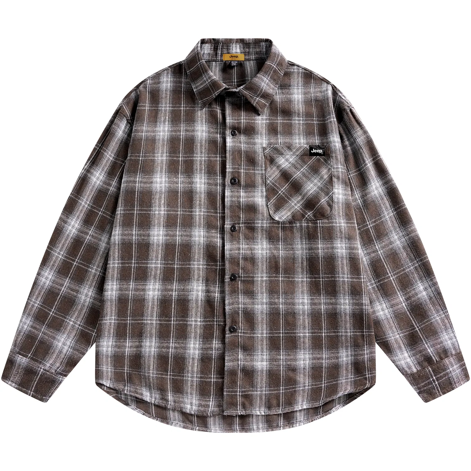 Детская рубашка с принтом Coffee Plaid Jeep, Coffee Plaid