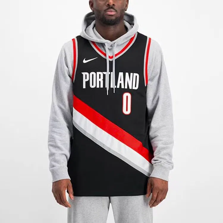 Футболка-джерси баскетбольная с принтом Blazers Lillard 0 Nike, черный — фото 2