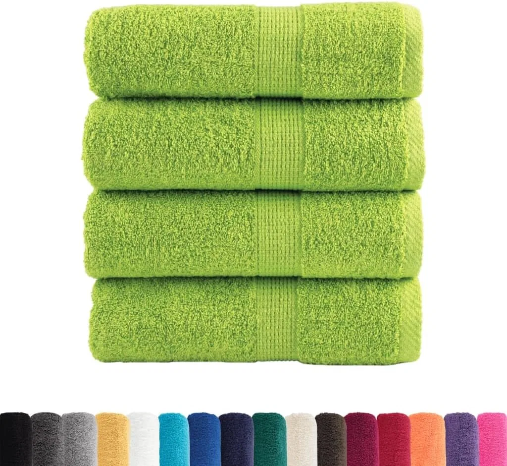 Мочалки банные из 100% хлопка SOLUND 4 шт, 30x30 см, 600 г/м², Апфельгрюн Geenyuu