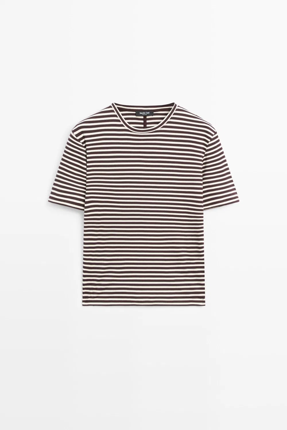 Футболка Massimo Dutti 100% Cotton Striped Short Sleeve, коричневый — фото 2
