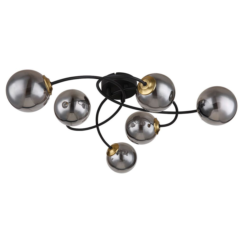

Потолочный светильник, латунь, стекло, дымчатый, черный, L 52 см Globo Lighting