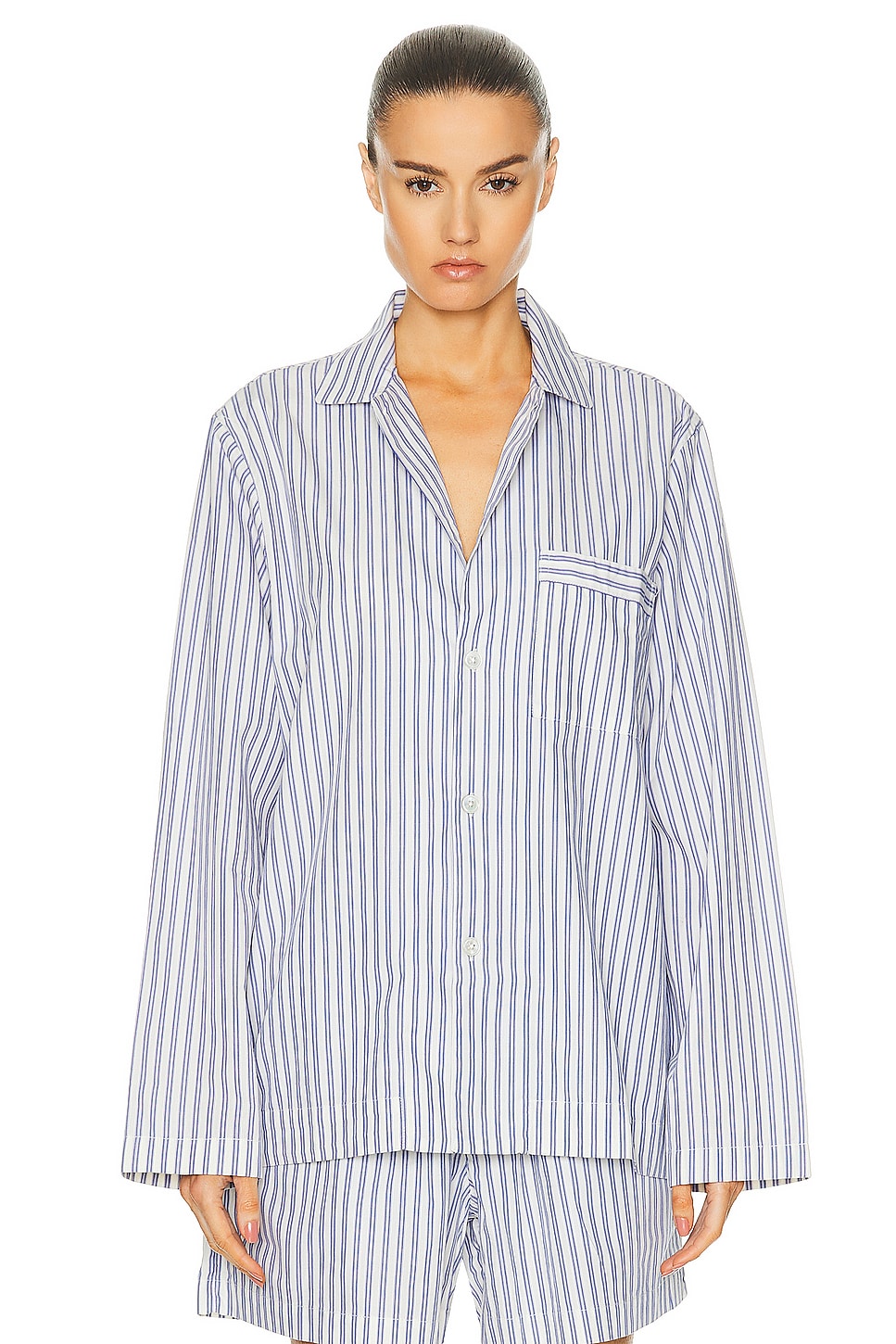 

Рубашка в полоску с длинным рукавом Tekla, цвет Skagen Stripes