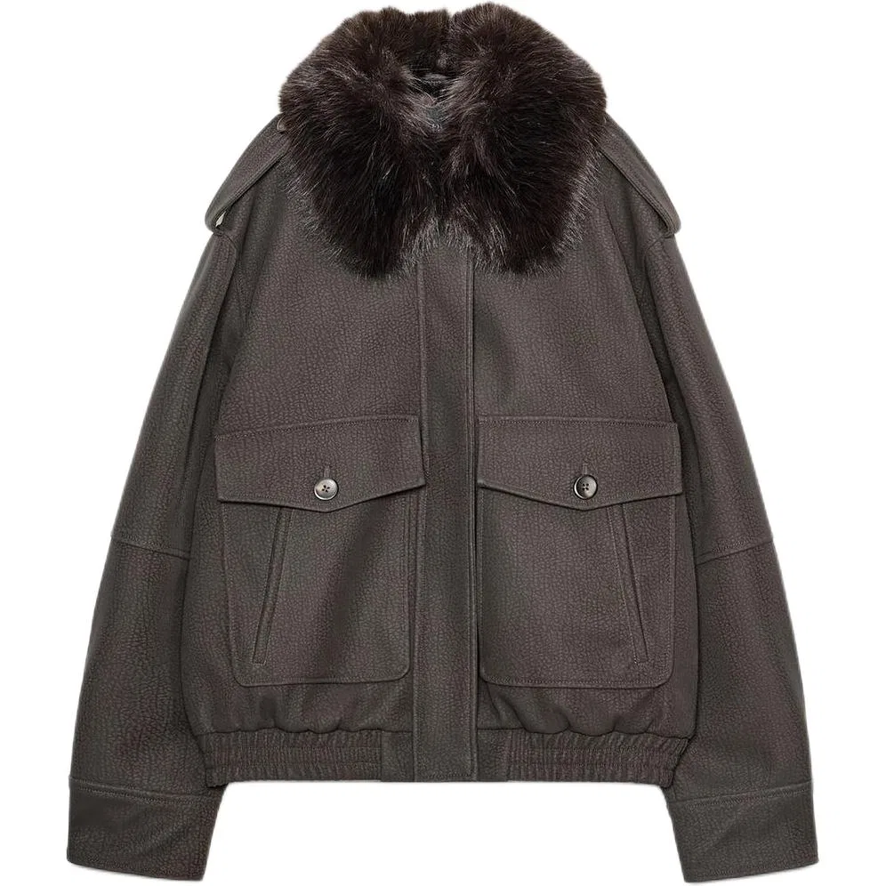 Женское пальто с лацканами Brown ZARA, Brown