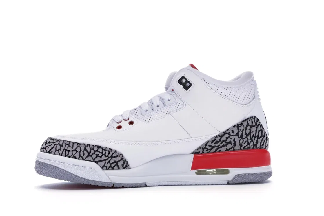 Детские кроссовки с кожаным верхом Jordan 3 Retro, White/Fire Red-Cement Grey-Black — фото 3