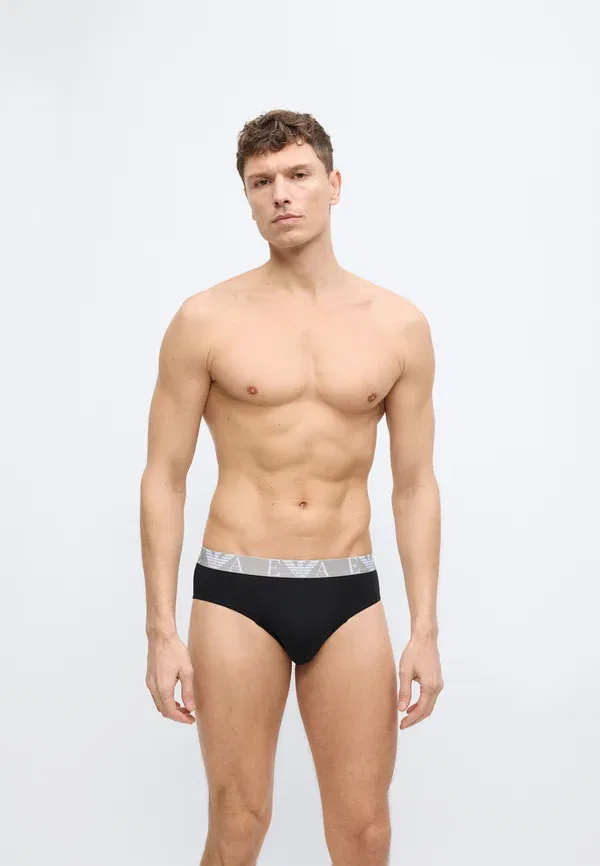 Трусы с яркой монограммой, комплект из 3 штук Emporio Armani, белый/черный/синий — фото 2