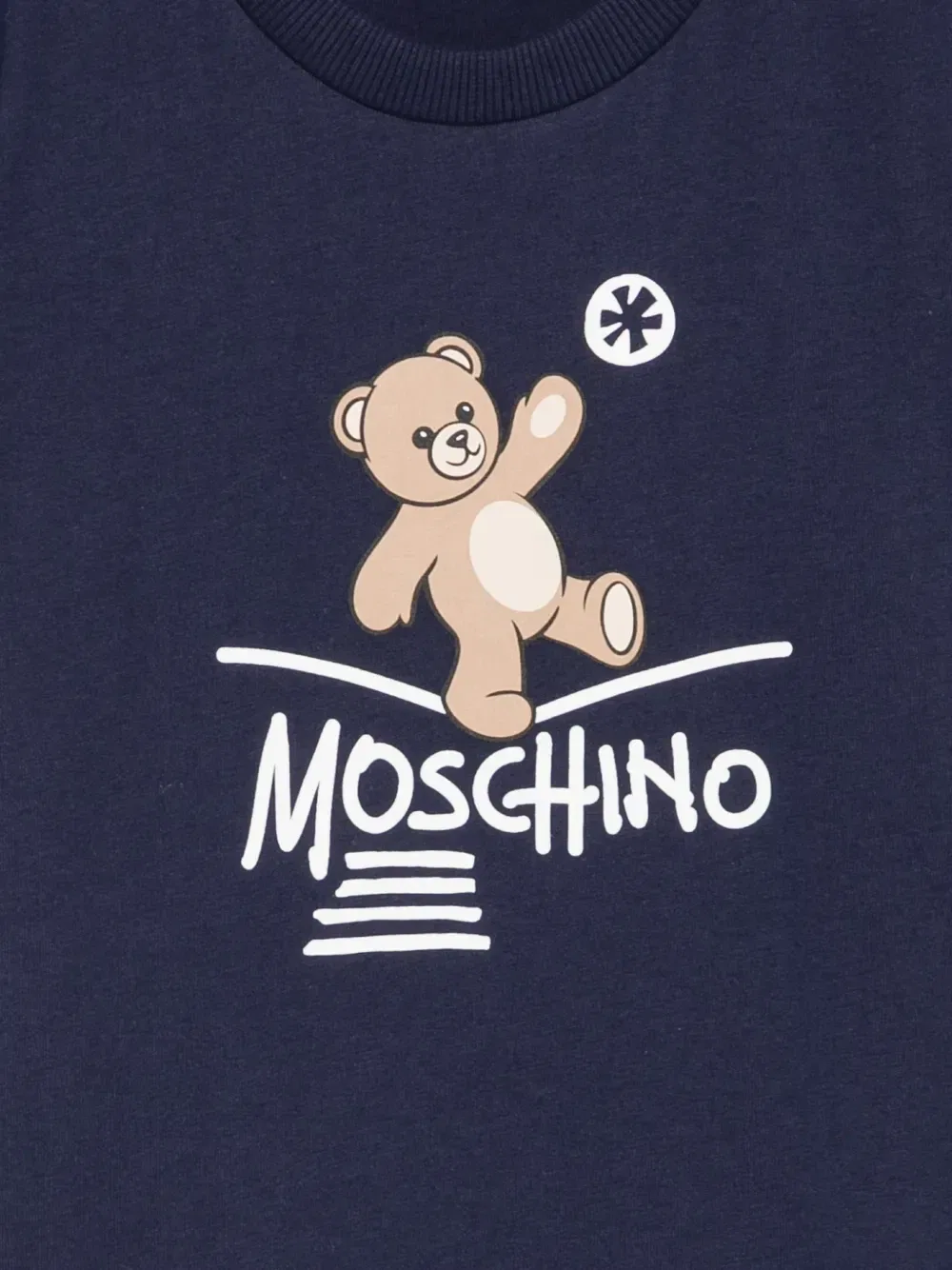 Футболка с плюшевым мишкой Moschino Kids, синий — фото 3