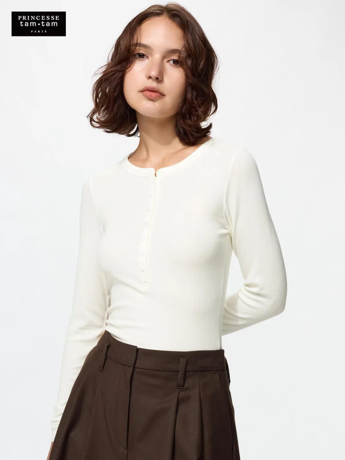 Футболка-поло Uniqlo, ультратеплая, из смеси кашемира heattech, кремовая