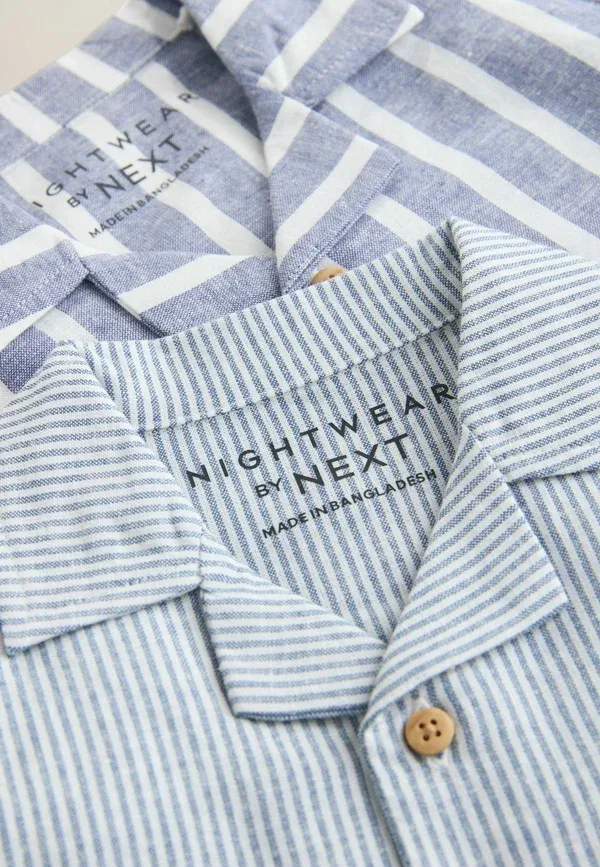 Пижамный набор с коротким рукавом, полосатый, Regular fit, Next, blue/white stripe, белый — фото 4