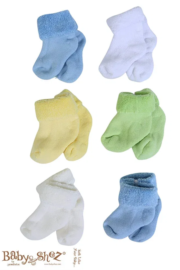 Детские носки для новорожденных хлопковые 100% cotton 6-piece newborn towel winter baby socks Baby Shez, Blue — фото 4