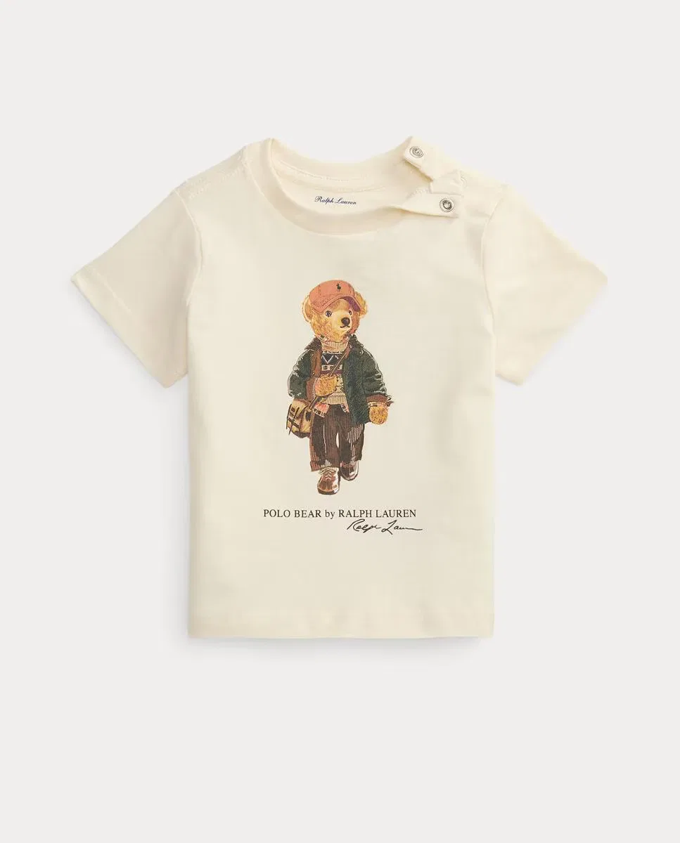 Детская футболка из хлопка, Unisex Polo Bear, Polo Ralph Lauren, кремовый