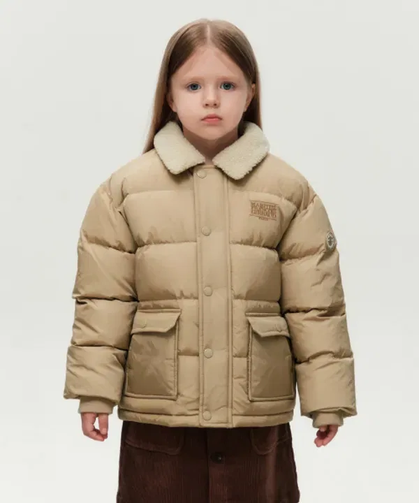 Пуховик для детей с воротником, Marithé Kids, бежевый