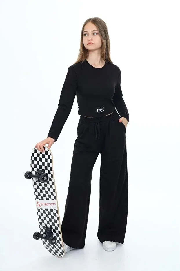 Детский спортивный костюм для девочек с полосками Jannock, Black