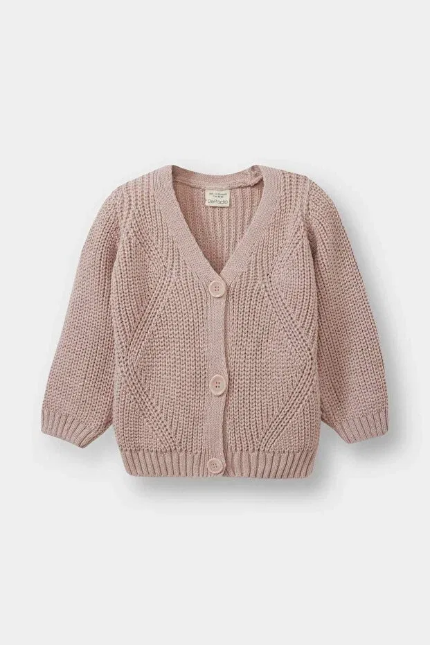Детский кардиган для девочек с V-образным вырезом Defacto, Rose Dried