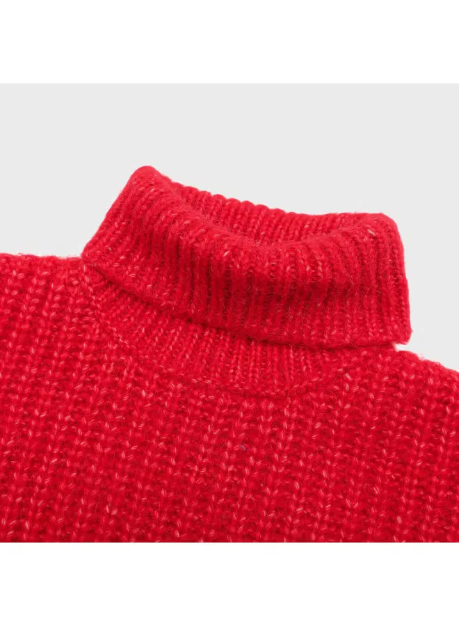 Свитер с высоким воротом вязаный Zara, красный — фото 4