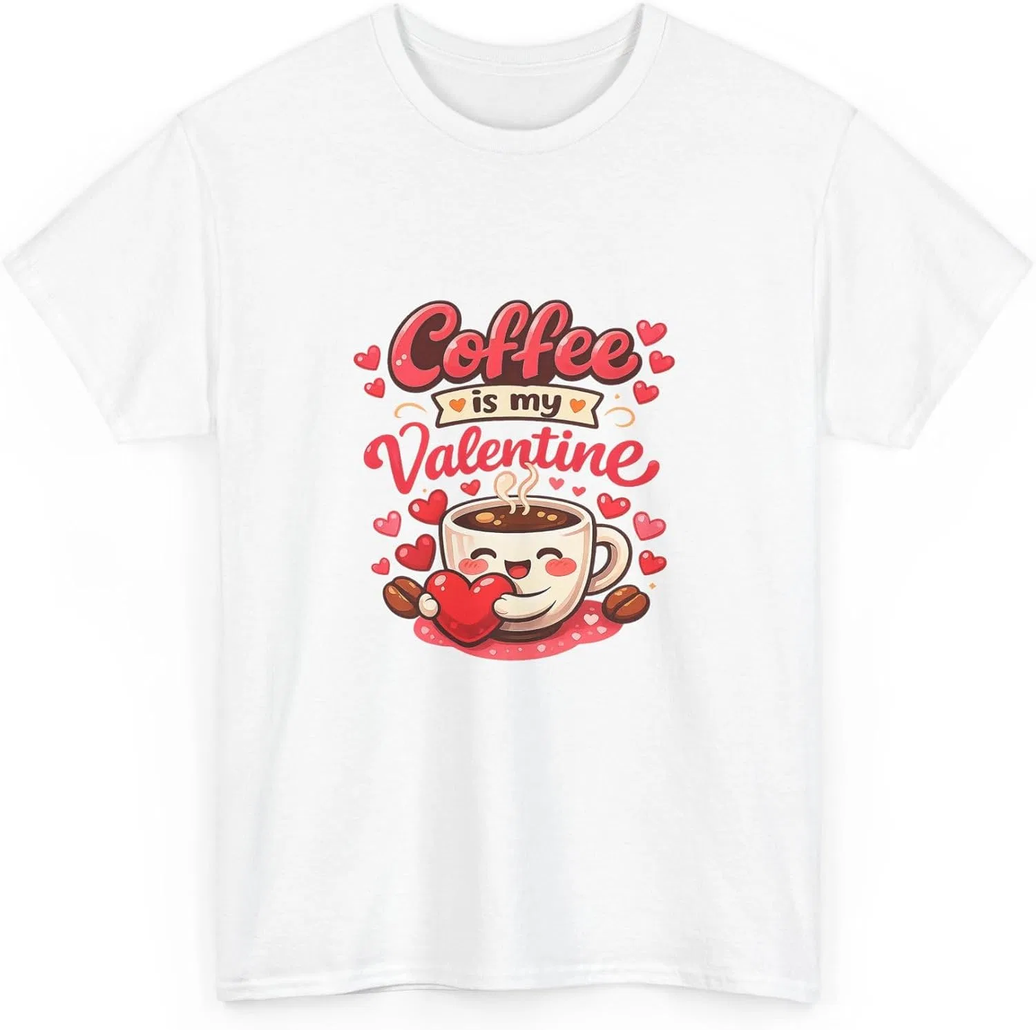 Женская футболка с принтом Coffee is My Valentine, белый — фото 3