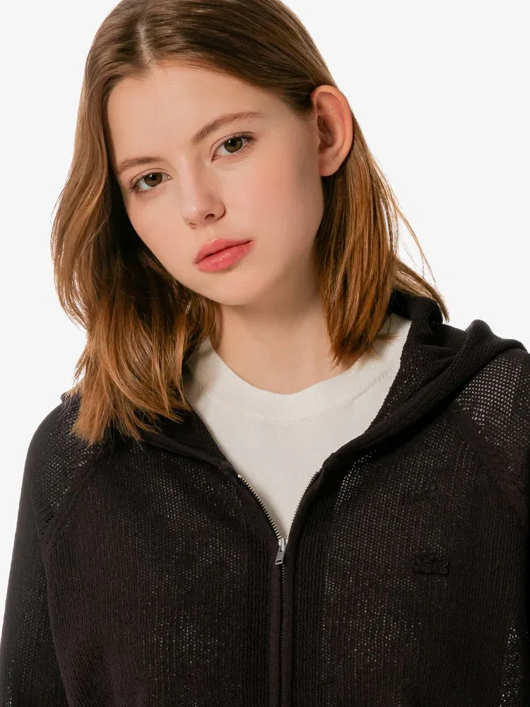 Кардиган LACOSTE Summer Hooded Zip-Up, с капюшоном и молнией, коричневый — фото 2