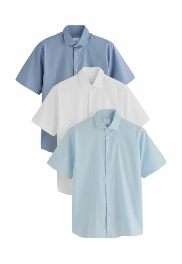 Набор рубашек, хлопок и лен, 3 pack - shirt, Next White, белый/синий