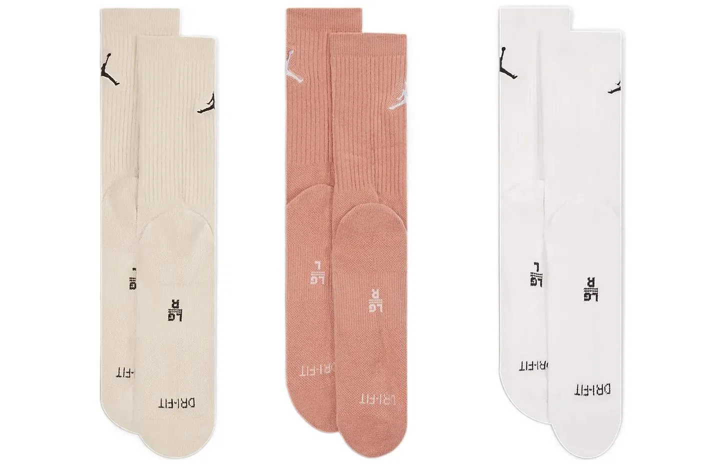 Детские носки до колена с логотипом Jordan, комплект из 3 пар, Pink/White/Beige — фото 2