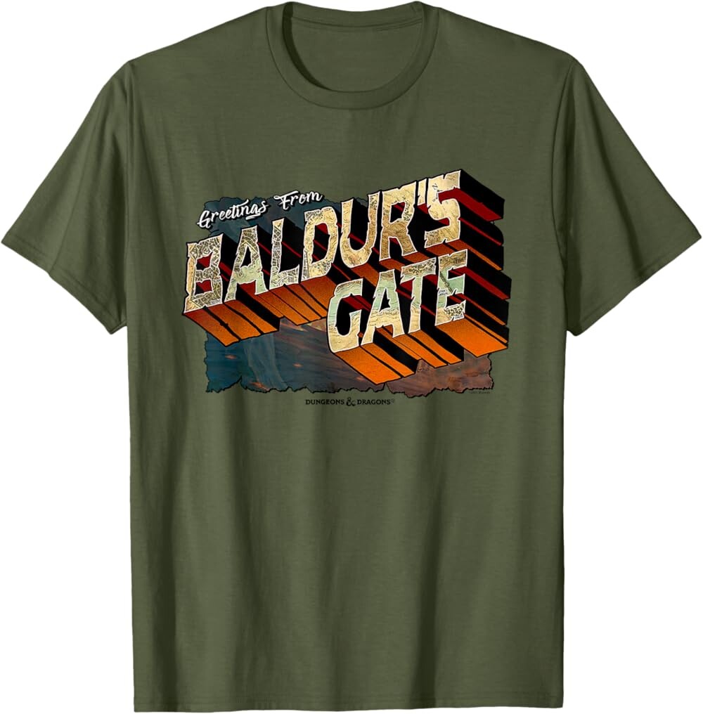 

Мужская футболка Dungeons & Dragons Greetings from Baldur's Gate, оливковый