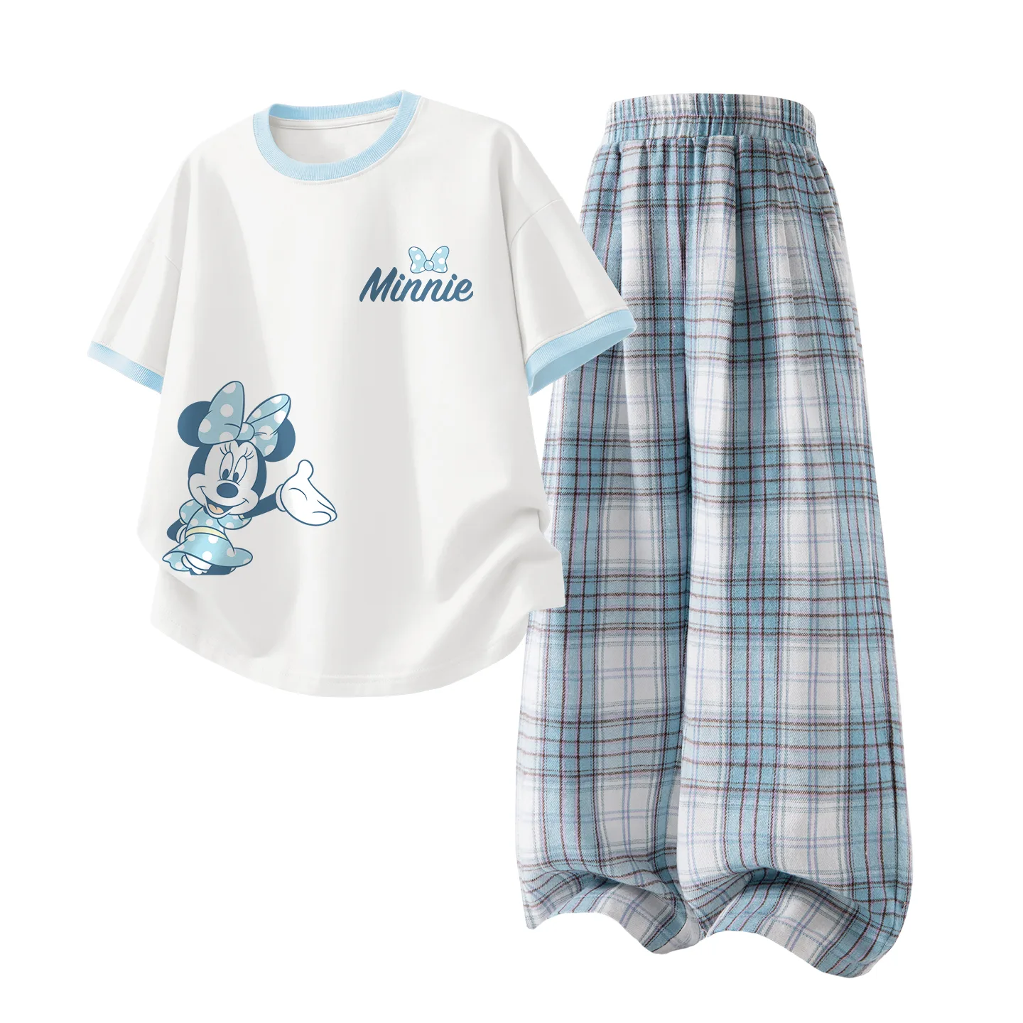 Детская спортивная футболка с круглым вырезом Disney, Di L Welcomes K Cream Blue+Solid Color White Cloud Blue
