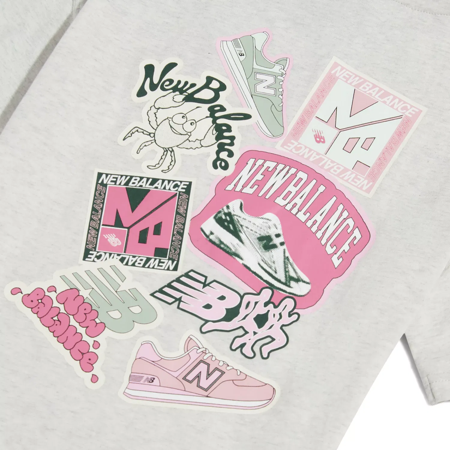 Детская футболка с коротким рукавом и принтом стикеров Sticker Pack Graphic T-Shirt New Balance, Ash Heather — фото 3