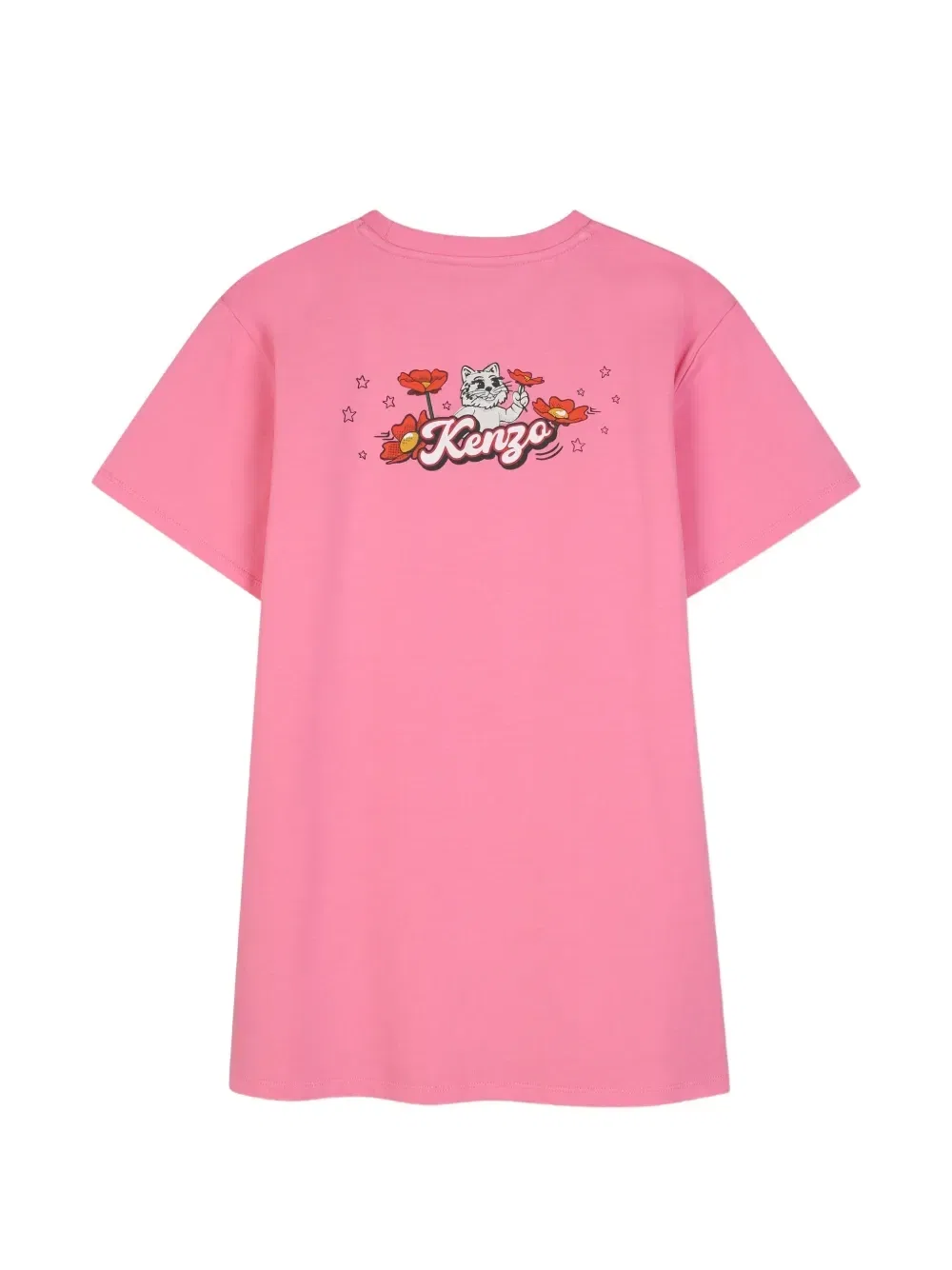 Платье с короткими рукавами и логотипом Kenzo Kids, розовый — фото 2
