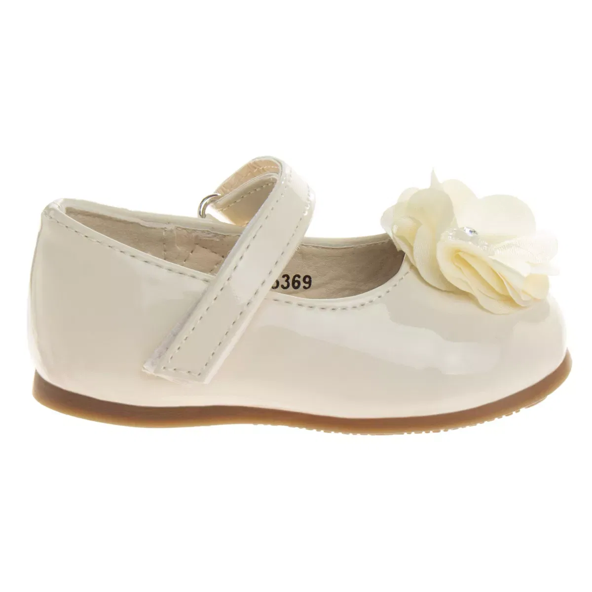 Детские туфли для девочек с цветочным декором Josmo Shoes, Beige Patent — фото 2