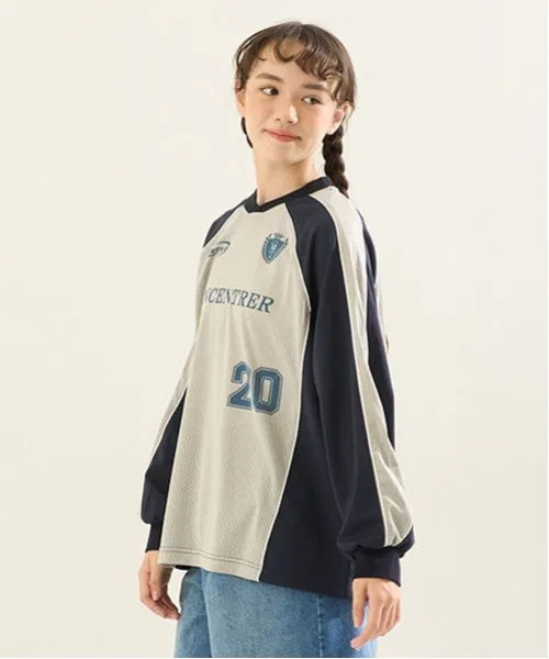 Pom ponette junior Детская футболка с длинным рукавомиз сетки POM PONETTE AMI, Off White — фото 2