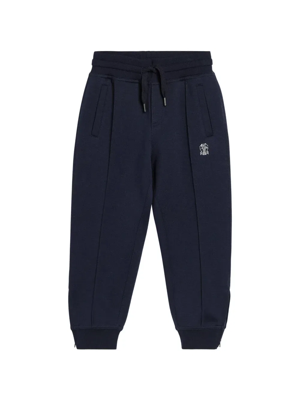 Джоггеры с вышитым логотипом и шнурком Brunello Cucinelli Kids, синий