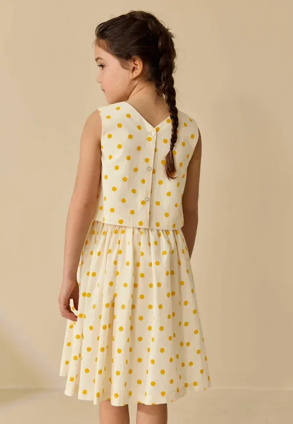 Комплект из блузы и юбки с горошком, Regular fit - blouse and skirt set - a-line skirt Next, желтый в белый горошек — фото 2