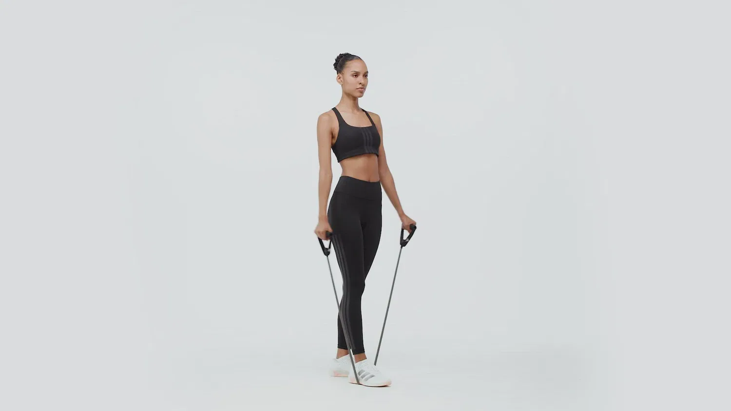 Женский спортивный бюстгальтер средней поддержки Optimum Workout Three Stripes Adidas, Black — фото 2