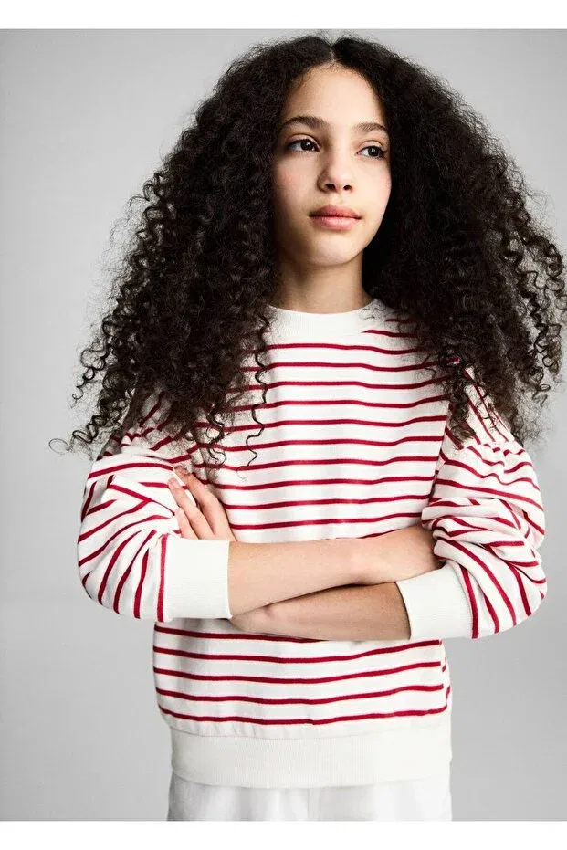 Детские свитшот для девочек с полоской Mango Kids, Red